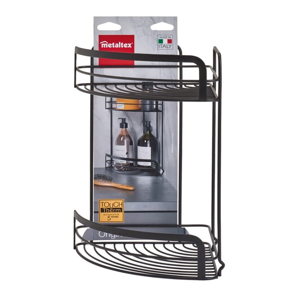 Origin Lava fekete kétszintes fürdőszobai sarokpolc - Metaltex-image-3