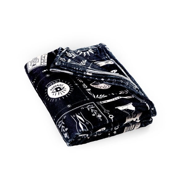 Fekete mikroplüss takaró Halloween mintával 130x170 cm Enchanted Witchcraft – Catherine Lansfield