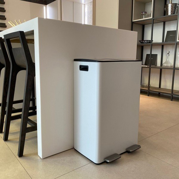 Matt fehér acél szelektív pedálos szemetes 2x30 l   Aliya – Spirella-image-1