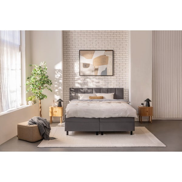 Szürke ágyneműtartós boxspring ágy 180x200 cm Elva Bold Line – Bonami Selection-image-3