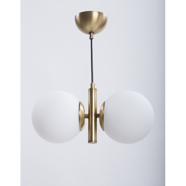 Fehér-aranyszínű függőlámpa üveg búrával ø 15 cm Monera – Squid Lighting-image-1