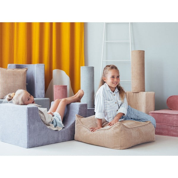 Kék kordbársony habszivacs játszótér 75x49x37 cm Rainbow Montessori – Wigiwama-image-3