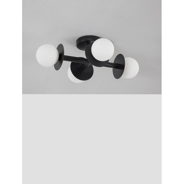 Fehér-fekete fém mennyezeti lámpa üveg búrával 37x51 cm Pielo – Nova Luce-image-2