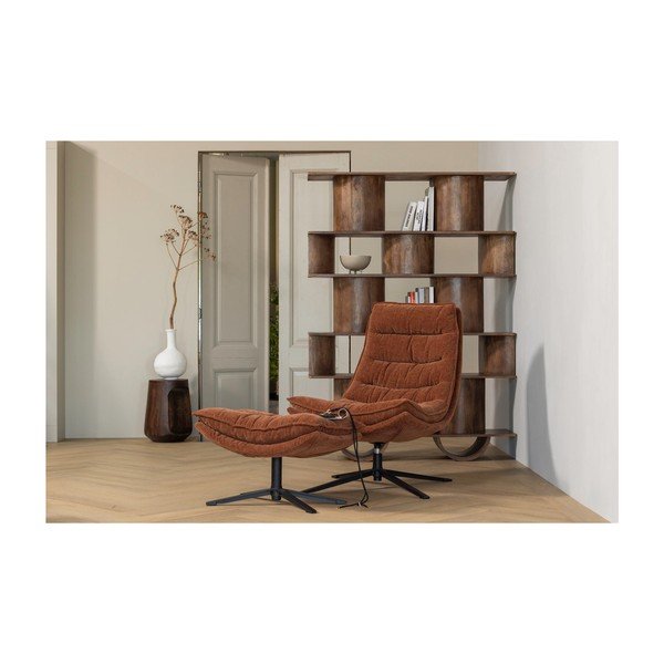 Barna forgó zsenília fotel lábtartóval Kube – WOOOD-image-1