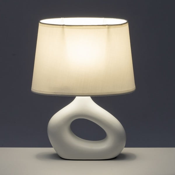 Fehér kerámia asztali lámpa textil búrával (magasság 30 cm) – Casa Selección-image-1