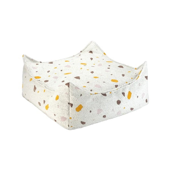 Fehér buklé-zsenília gyerek babzsákfotel Terrazzo Square – Wigiwama