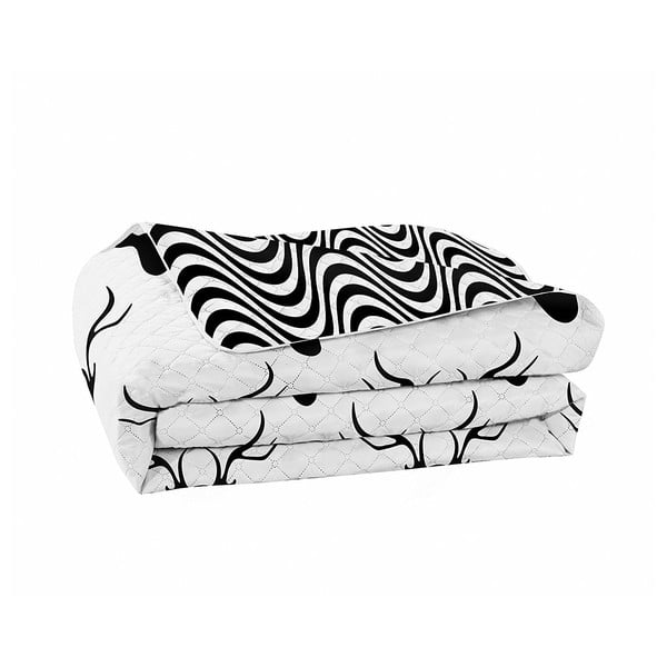 Hypnosis Deerest fekete-fehér kétoldalas mikroszálas ágytakaró, 210 x 170 cm - DecoKing