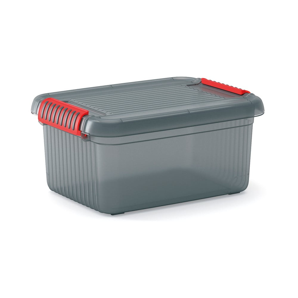 Szürke fedeles műanyag tárolódoboz 39x29x18 cm K Latch Box  KIS