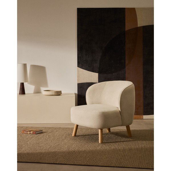 Krémszínű zsenília fotel Ulit – Kave Home-image-1