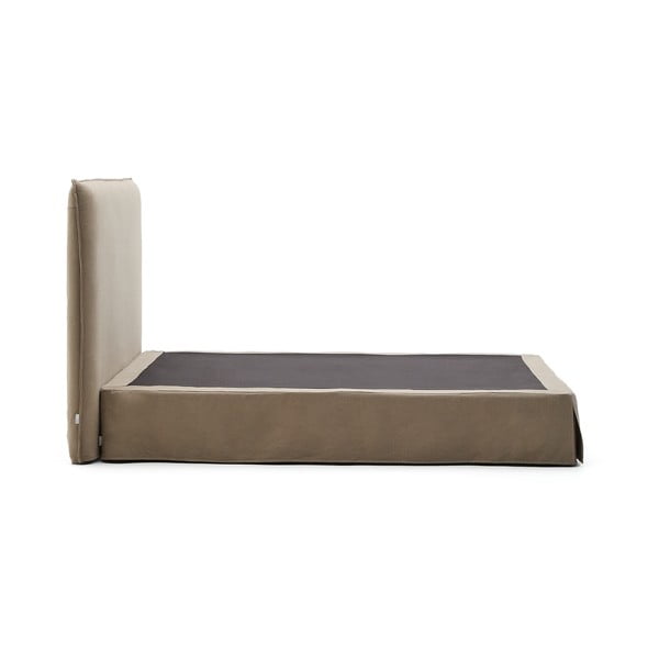 Szürkésbarna kárpitozott franciaágy 160x200 cm Jaira – Kave Home-image-4