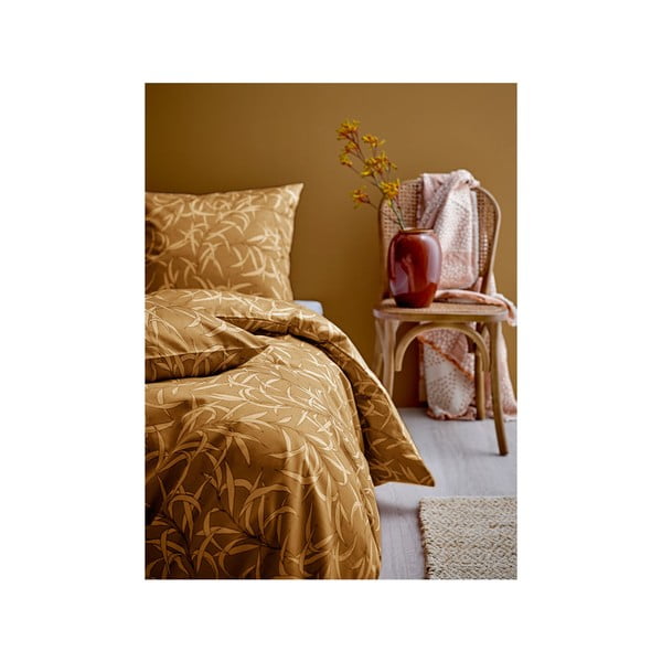Breeze Golden aranyszínű egyszemélyes pamutszatén ágynemű, 140 x 200 cm - Södahl-image-1