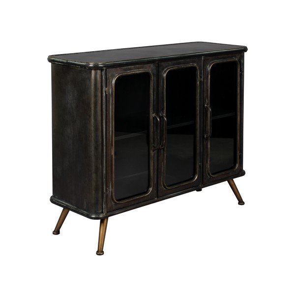 Fekete fém tálalószekrény 100x80x37 cm Denza – Dutchbone-image-2