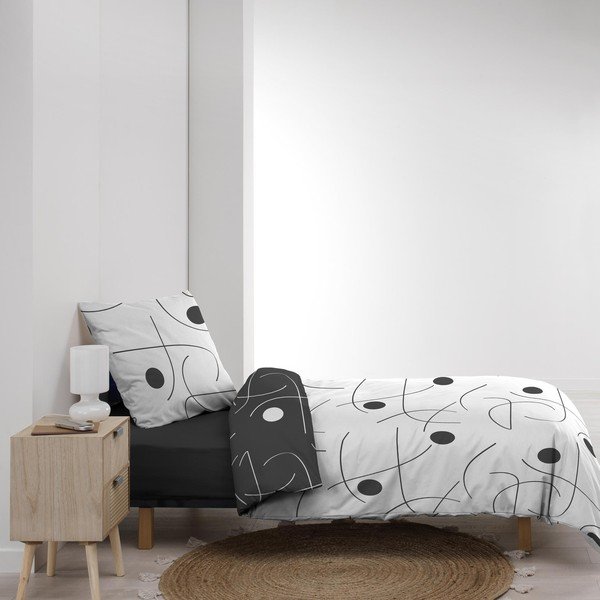 Fehér-sötétszürke egyszemélyes mikroszálas ágyneműhuzat 140x200 cm Sonate – douceur d'intérieur-image-4