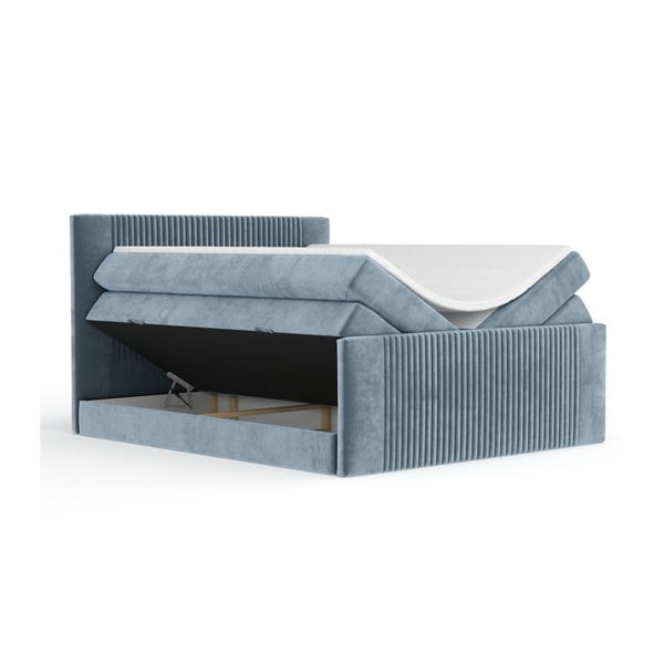 Kék ágyneműtartós boxspring ágy 180x200 cm Bergamo – Maison de Rêve-image-2