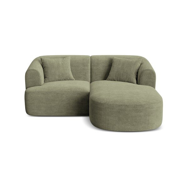 Zöld kordbársony sarokkanapé (jobb oldali-heverő résszel) Campi – Cosmopolitan Design