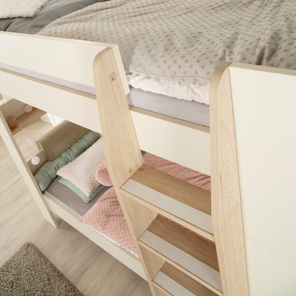 Bézs emeletes gyerekágy ágyrács nélkül 90x200 cm Double – Roba-image-2