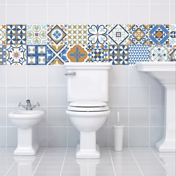 Wall Decal Tiles Azulejos Ornaments Mosaic 24 db-os falmatrica szett, 15 x 15 cm - Ambiance