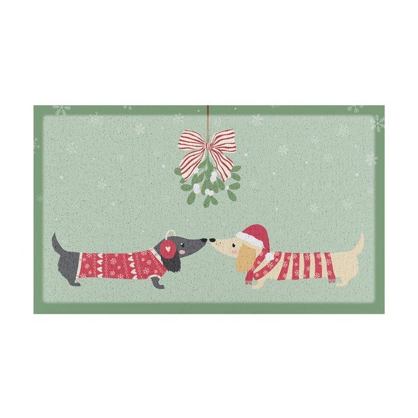 Újrahasznosított műanyag lábtörlő karácsonyi mintával 40x70 cm Christmas Sausage Dogs – Artsy Doormats