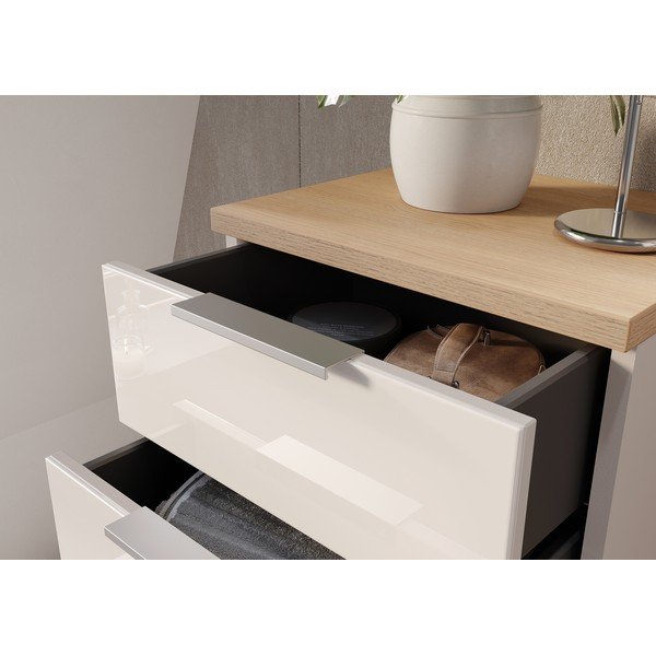 Krémszínű fényes magas-keskeny fürdőszoba szekrény 39x112 cm Tavira – Germania-image-4