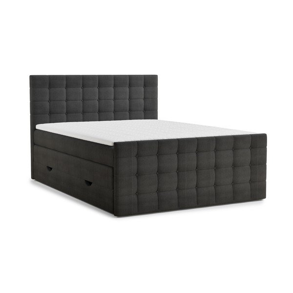 Antracitszürke ágyneműtartós boxspring ágy 200x200 cm Tasca – Maison de Rêve
