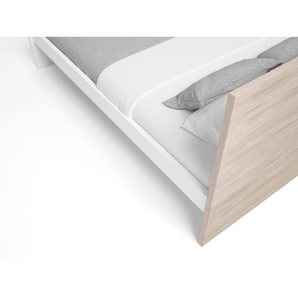 Fehér-natúr színű franciaágy tölgyfa dekorral  140x190 cm Sahara – Marckeric-image-4