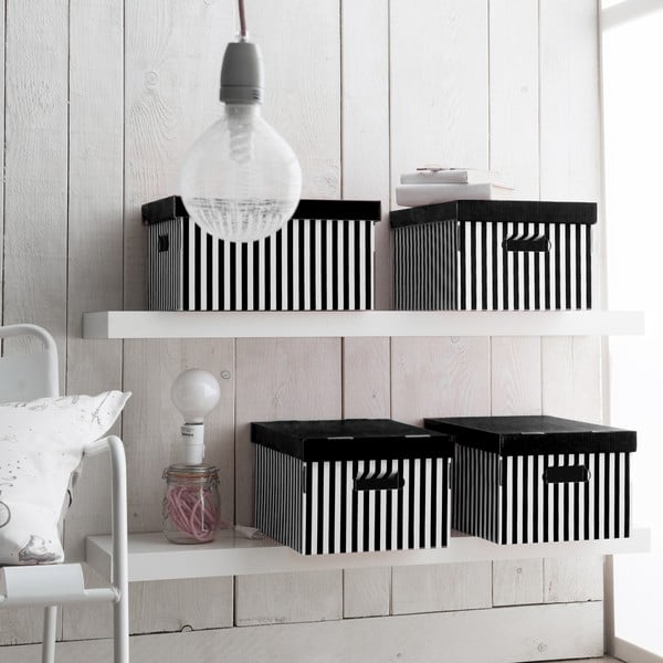 Fedeles karton tárolódoboz szett 2 db-os Stripes – Compactor-image-1