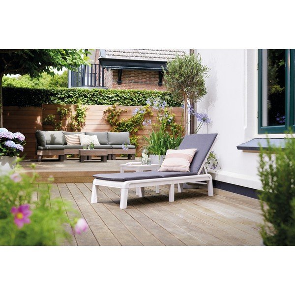 Világosszürke műanyag-párnázott állítható-összecsukható kerti napozóágy Atlas – Keter-image-4