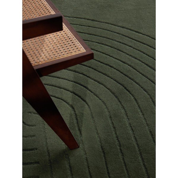 Sötétzöld kézi szövésű gyapjú szőnyeg 80x150 cm Arcura – Vikosa-image-2