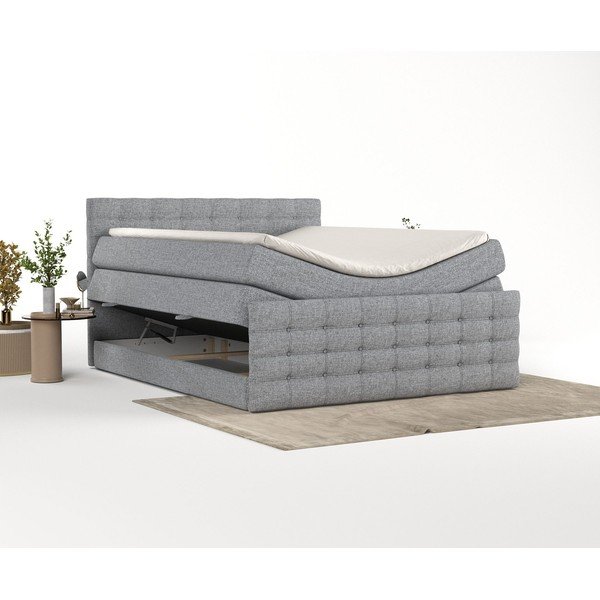 Szürke ágyneműtartós boxspring ágy 200x200 cm Blend – Maison de Rêve-image-4