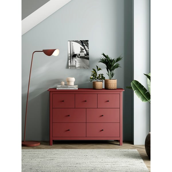 Piros borovi fenyő alacsony komód 110x80 cm Misti – Marckeric-image-1