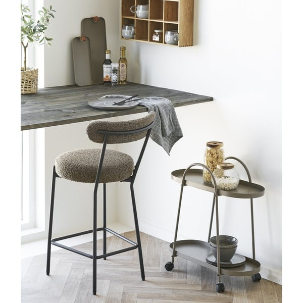 Barna kárpitozott bárszék (ülésmagasság 65 cm) Badalona – House Nordic-image-1