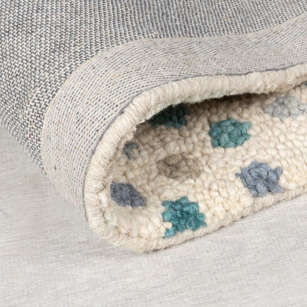 Kék-bézs kézi szövésű gyapjú szőnyeg 200x290 cm Eloise Patchwork – Flair Rugs-image-3