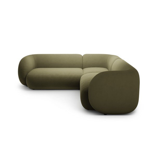 Zöld bársony sarokkanapé Kate – Micadoni -image-1