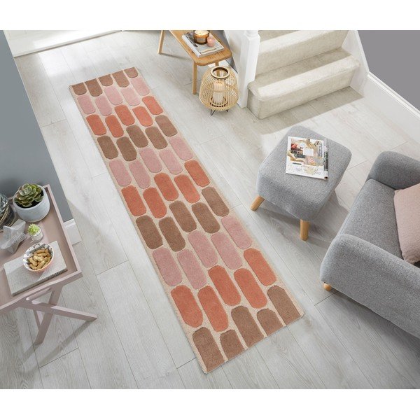 Fossil narancssárga gyapjú futószőnyeg, 60 x 230 cm - Flair Rugs-image-4