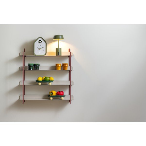 Borvörös-szürke többszintes fém fali polc 60 cm Reina Cuatro – PT LIVING-image-1