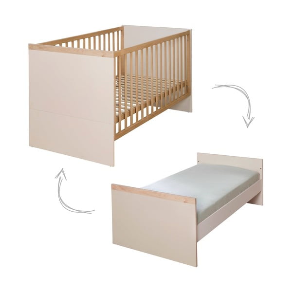 Bézs-natúr színű babaágy állítható magassággal 70x140 cm Jil – Roba-image-2