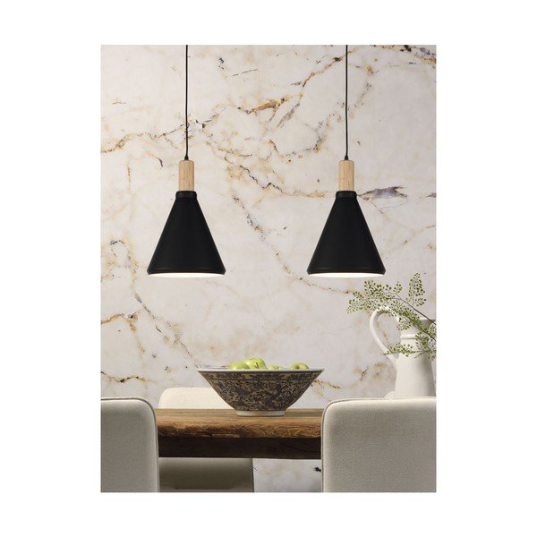 Fekete-natúr színű függőlámpa fém búrával ø 25 cm Melbourne – it's about RoMi-image-3