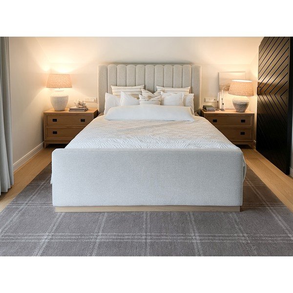 Antracitszürke gyapjú szőnyeg 133x190 cm Calisia M Grid Prime – Agnella-image-3