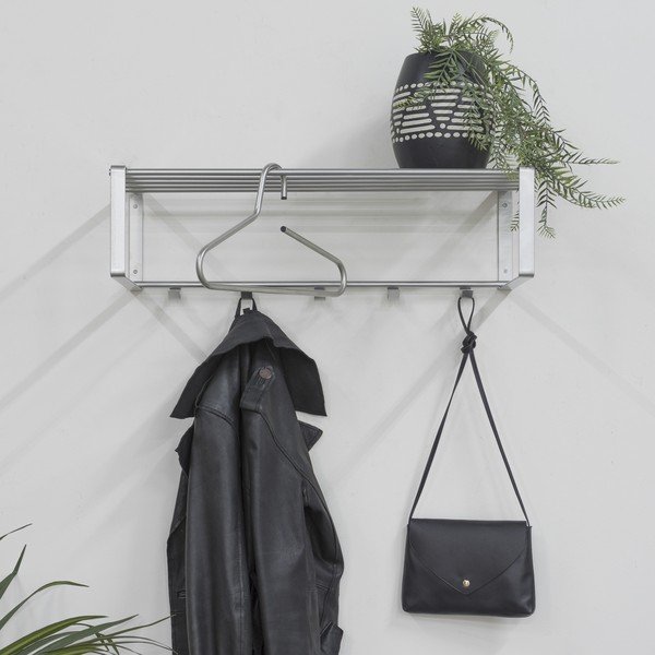 Ezüstszínű fém fali fogas polccal 70 cm Rex – Spinder Design-image-1