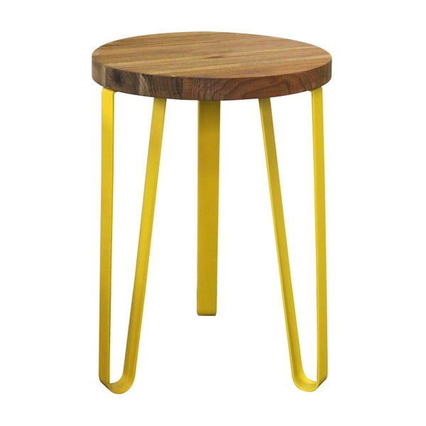 Sandy szilfa és fém kisasztal sárga lábakkal - Red Cartel