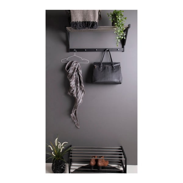 Fekete fali fogas nyárfa polccal Padova - House Nordic-image-1