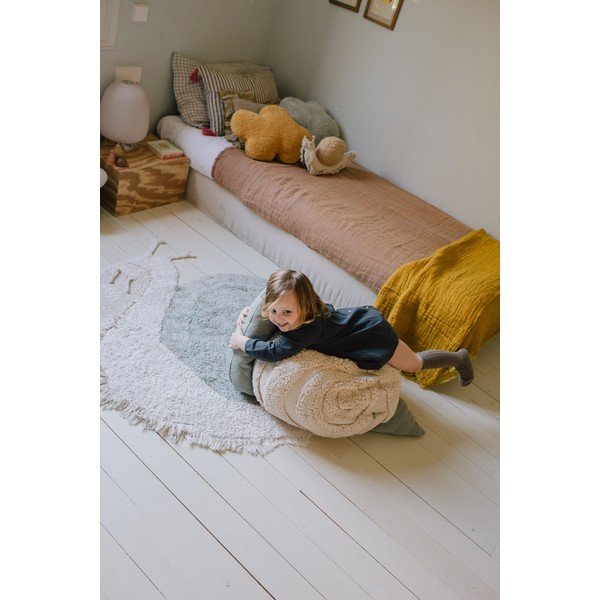 Mentazöld-világosszürke mosható kézi szövésű pamut gyerek szőnyeg 100x120 cm Snail – Lorena Canals-image-3