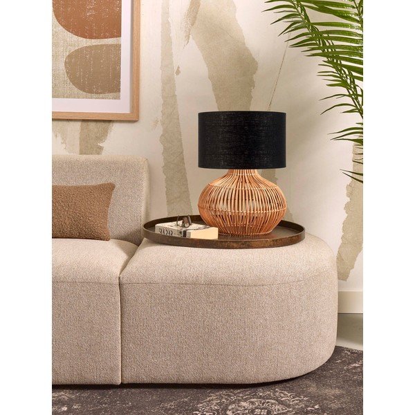Fekete-natúr színű asztali lámpa textil búrával (magasság 48 cm) Kalahari – Good&Mojo-image-3