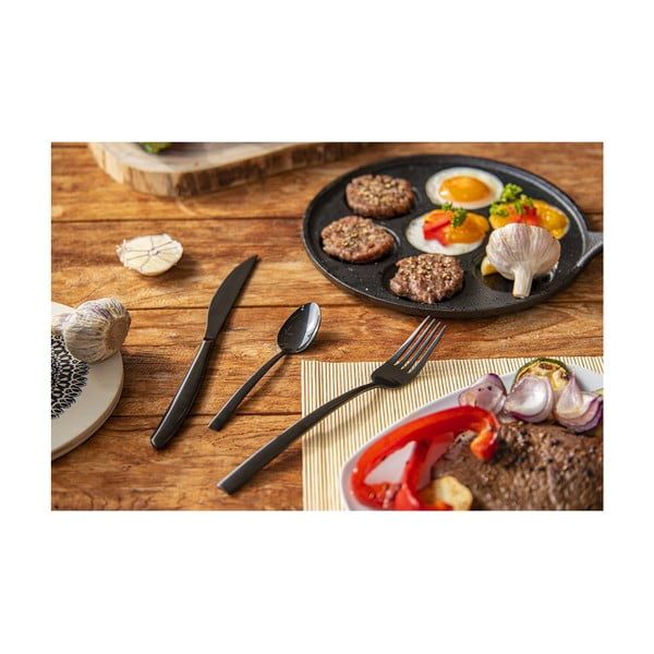 Fekete rozsdamentes acél evőeszköz készlet 24 db-os Black Luxure – Orion-image-1