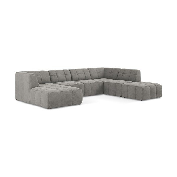 Szürke bársony (U alakú) sarokkanapé Aloha – Makamii-image-2