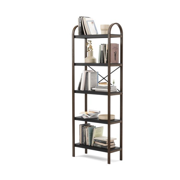 Fekete-natúr színű polcos állvány diófa dekorral 61x170 cm Bellwood – Umbra-image-4