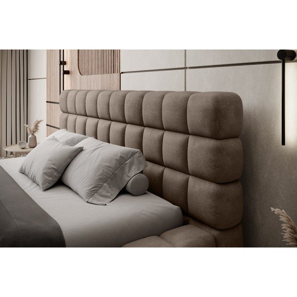 Világosbarna kárpitozott ágyneműtartós franciaágy ágyráccsal 180x200 cm Dizzle – ELTAP-image-4