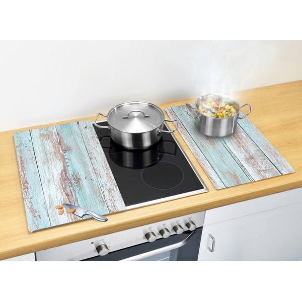 Edzett üveg tűzhely fedőlap szett 2 db-os 52x30 cm Blue Wood – Allstar-image-1