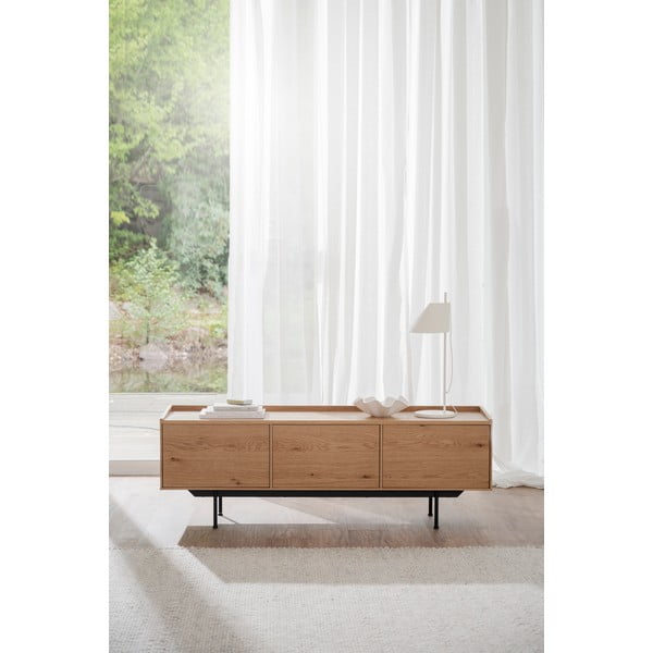 Natúr színű TV-állvány tölgyfa dekorral 160x56 cm Brewerton - Rowico-image-1