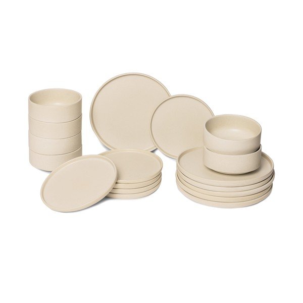 Malia 18 db-os krémszínű agyagkerámia étkészlet - Bonami selection